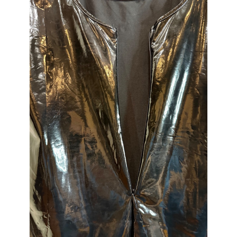 HDE Black Faux Leather Goth punk Grunge Mini Dress Sleeveless Scoop Neck Large - Picture 7 of 9